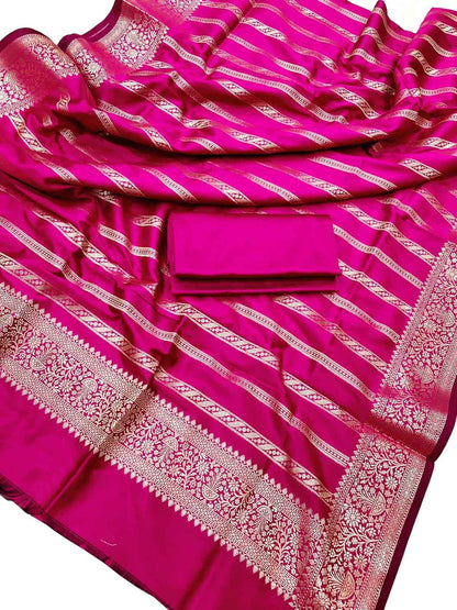 Elegant Pink Banarasi Silk Suit Set - Luxurion World