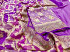 Elegant Pink & Purple Banarasi Chiffon Suit - Luxurion World