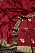 Exquisite Red Banarasi Chiniya Silk Kadwa Suit - Luxurion World