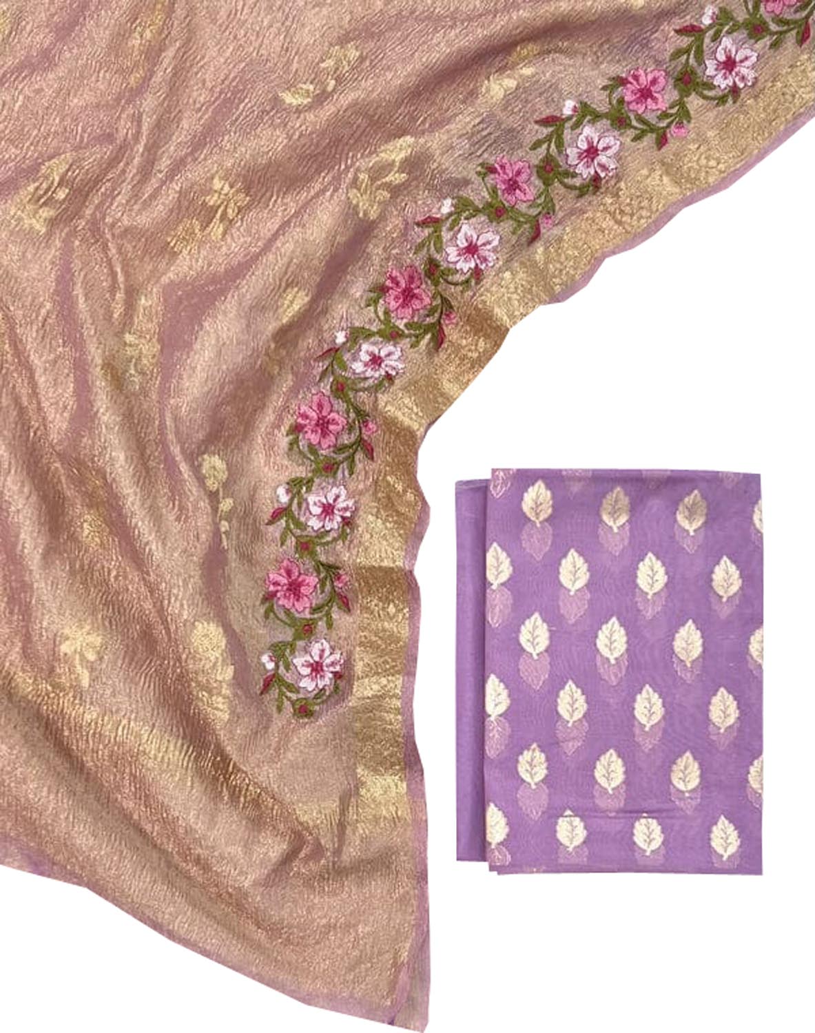 Elegant Purple Banarasi Chanderi Silk Suit Set - Luxurion World