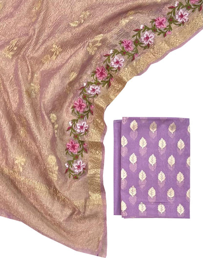 Elegant Purple Banarasi Chanderi Silk Suit Set - Luxurion World