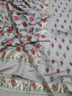 Dyeable Banarasi Pure Moonga Silk Meenakari Unstitched Three Piece Suit Set - Luxurion World