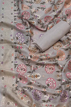 Dyeable Banarasi Pure Moonga Silk Meenakari Unstitched Three Piece Suit Set - Luxurion World