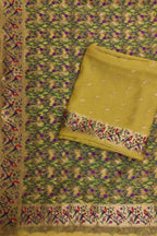 Yellow Banarasi Pure Organza Three Piece Unstitched Suit Set - Luxurion World