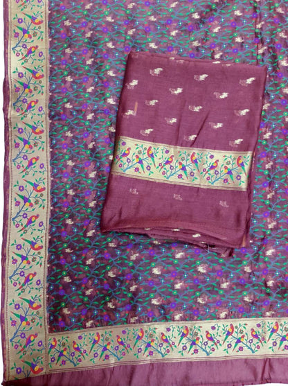 Multicolor Banarasi Pure Organza Three Piece Unstitched Suit Set - Luxurion World