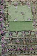 Green Banarasi Pure Organza Three Piece Unstitched Suit Set - Luxurion World