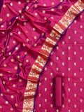 Pink Banarasi Silk Three Piece Unstitched Suit Set - Luxurion World