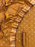 Golden Banarasi Silk Three Piece Unstitched Suit Set - Luxurion World