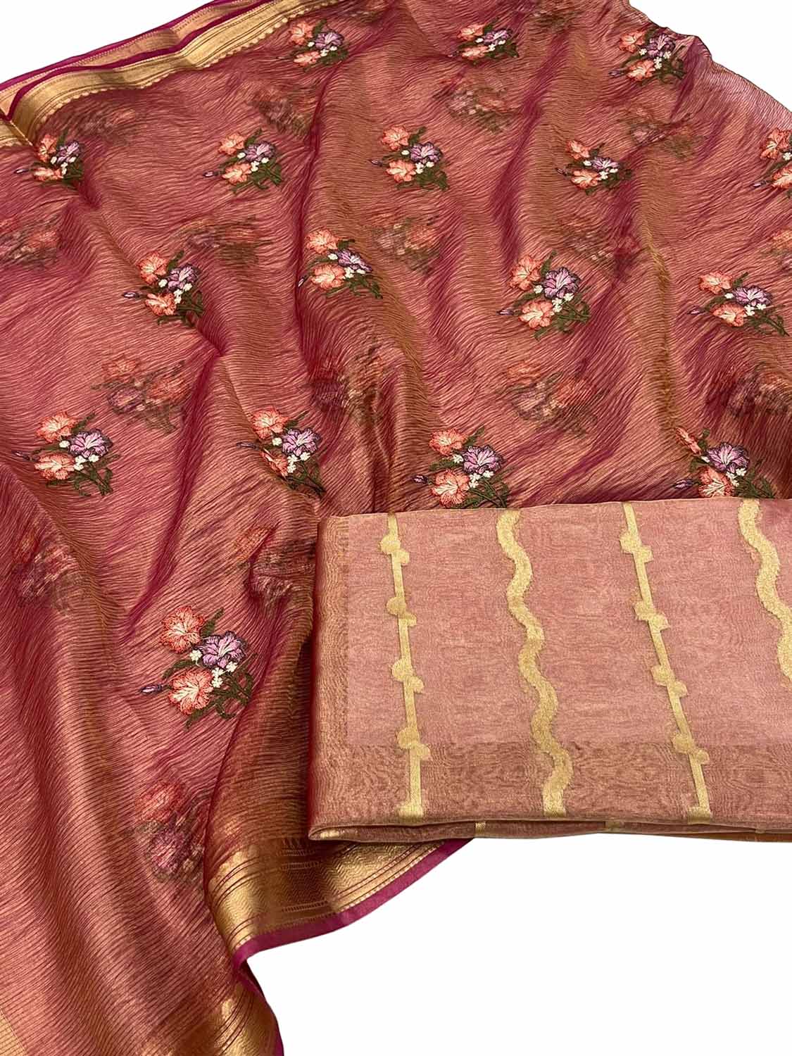 Stunning Pink Banarasi Silk Embroidered Suit Set - Luxurion World