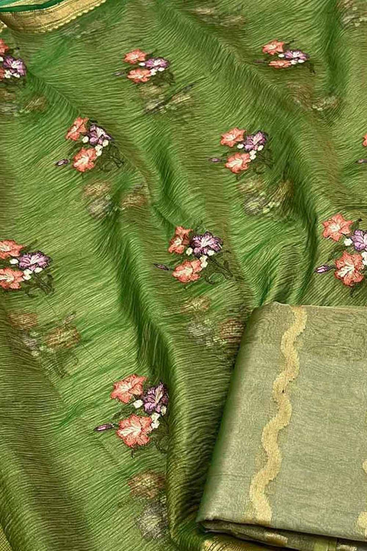 Green Banarasi Tissue Silk Embroidered Suit Set