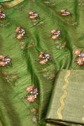 Green Banarasi Tissue Silk Embroidered Suit Set - Luxurion World