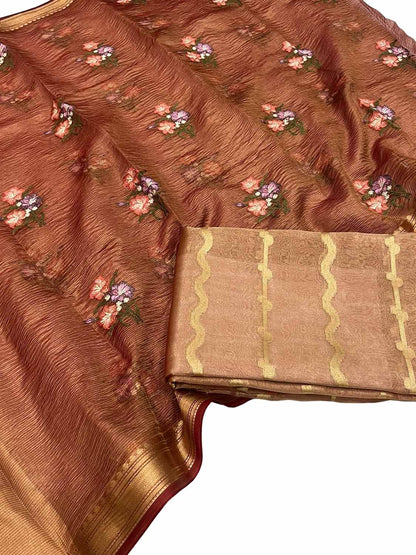 Elegant Brown Banarasi Silk Suit Set - Luxurion World