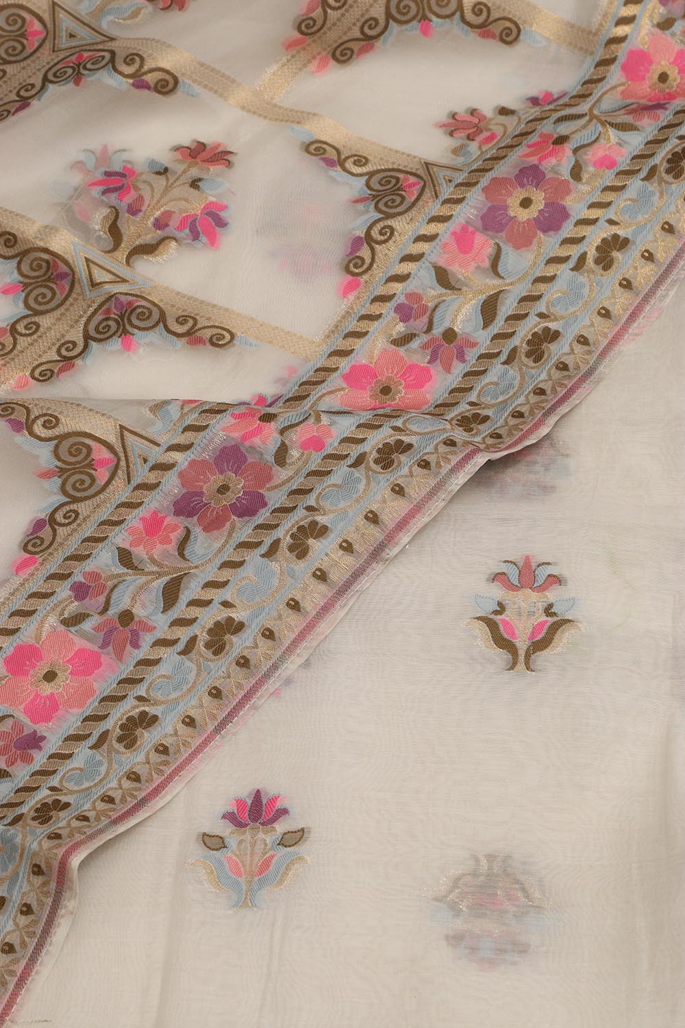 Exquisite Dyeable Banarasi Jamdani Chiniya Silk Three Piece Unstitched Suit Set - Luxurion World