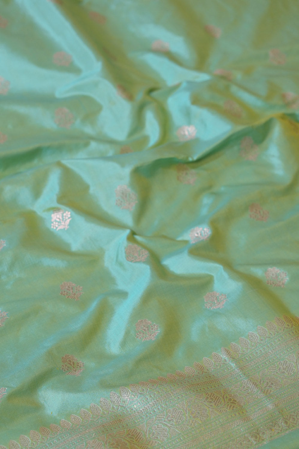 Stunning Green Banarasi Katan Silk Suit Set - Handloom Unstitched - Luxurion World