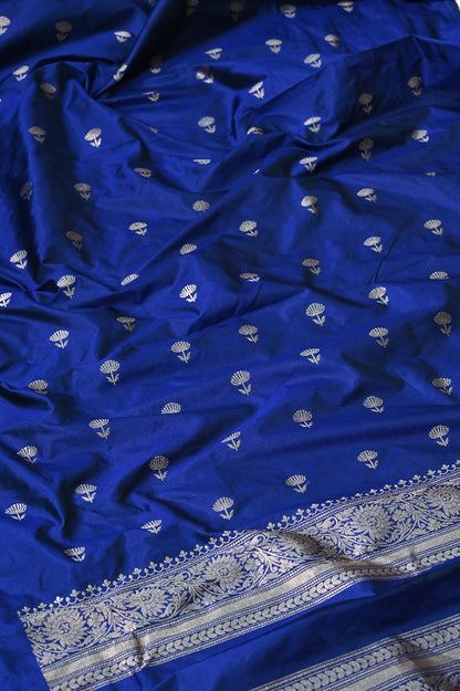 Stunning Blue Banarasi Handloom Katan Silk Suit Set - Luxurion World