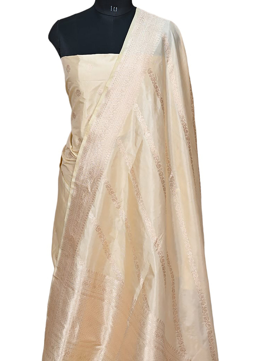 Pure Katan Silk Banarasi Handloom Suit Set in Pastel Hues - Luxurion World