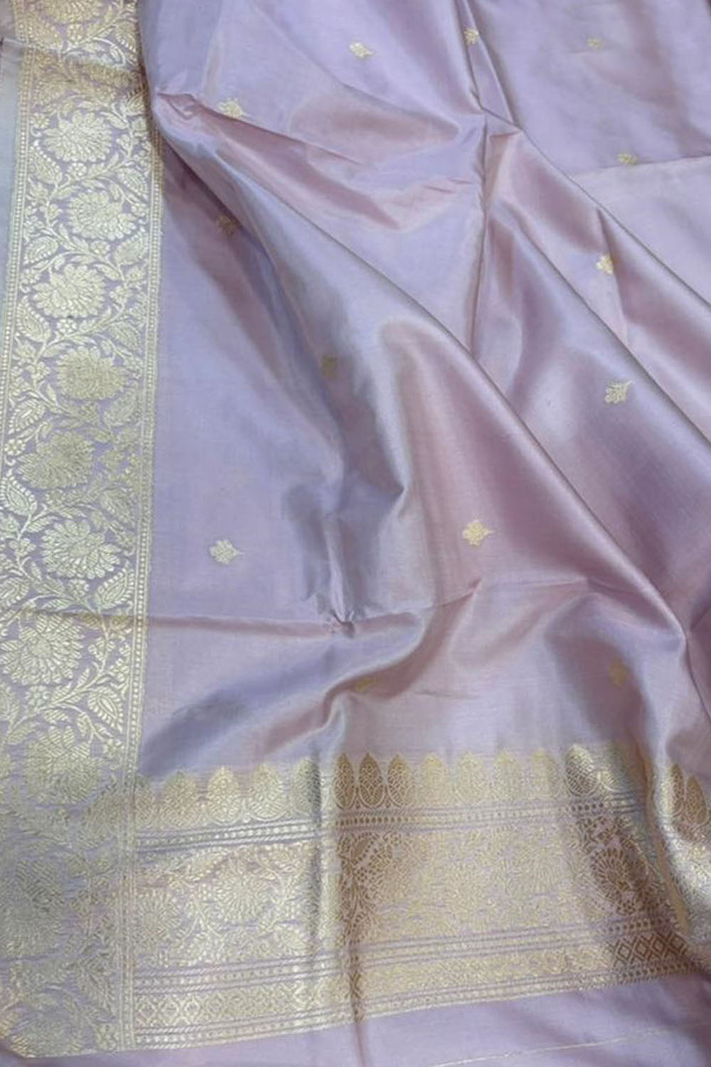 Pastel Pure Katan Silk Banarasi Handloom Three Piece Unstitched Suit Set - Luxurion World