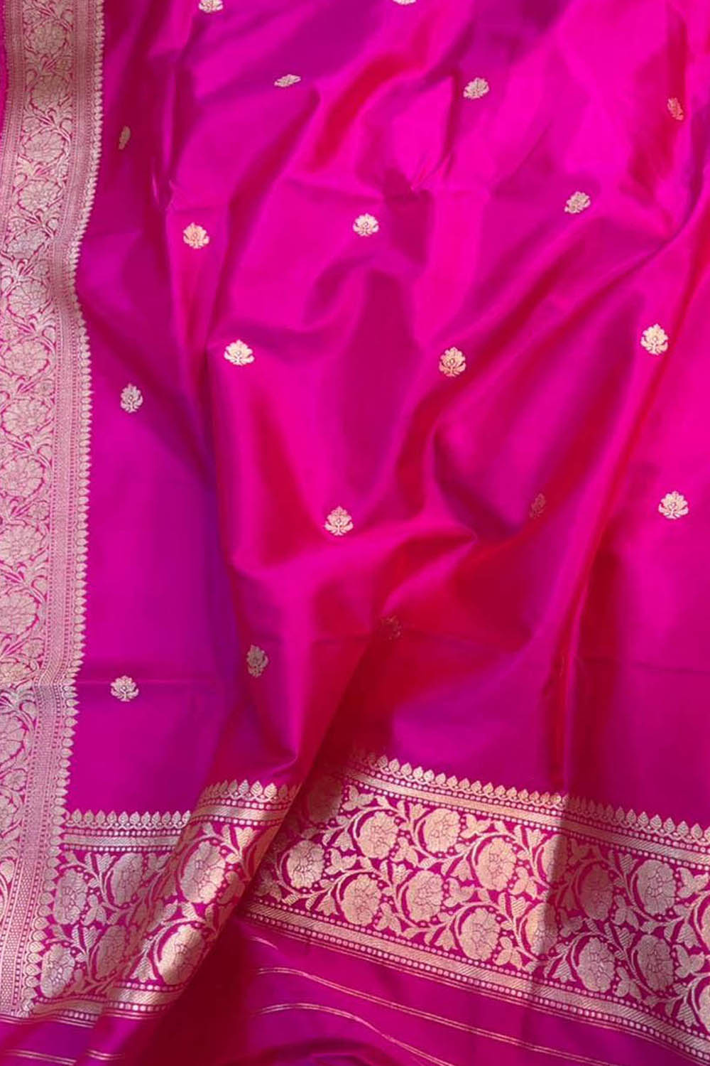 Pink Pure Katan Silk Banarasi Handloom Three Piece Unstitched Suit Set - Luxurion World