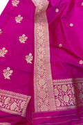 Pink Pure Katan Silk Banarasi Handloom Three Piece Unstitched Suit Set - Luxurion World