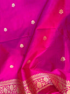 Pink Pure Katan Silk Banarasi Handloom Three Piece Unstitched Suit Set - Luxurion World