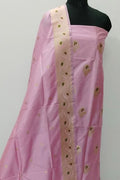 Pink Pure Katan Silk Banarasi Handloom Three Piece Unstitched Suit Set - Luxurion World