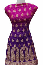 Pink & Purple Banarasi Bandhani Handloom Pure Georgette 3-Piece Suit - Luxurion World
