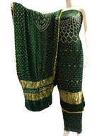 Green Bandhani Modal Silk Three Piece Suit Set - Luxurion World