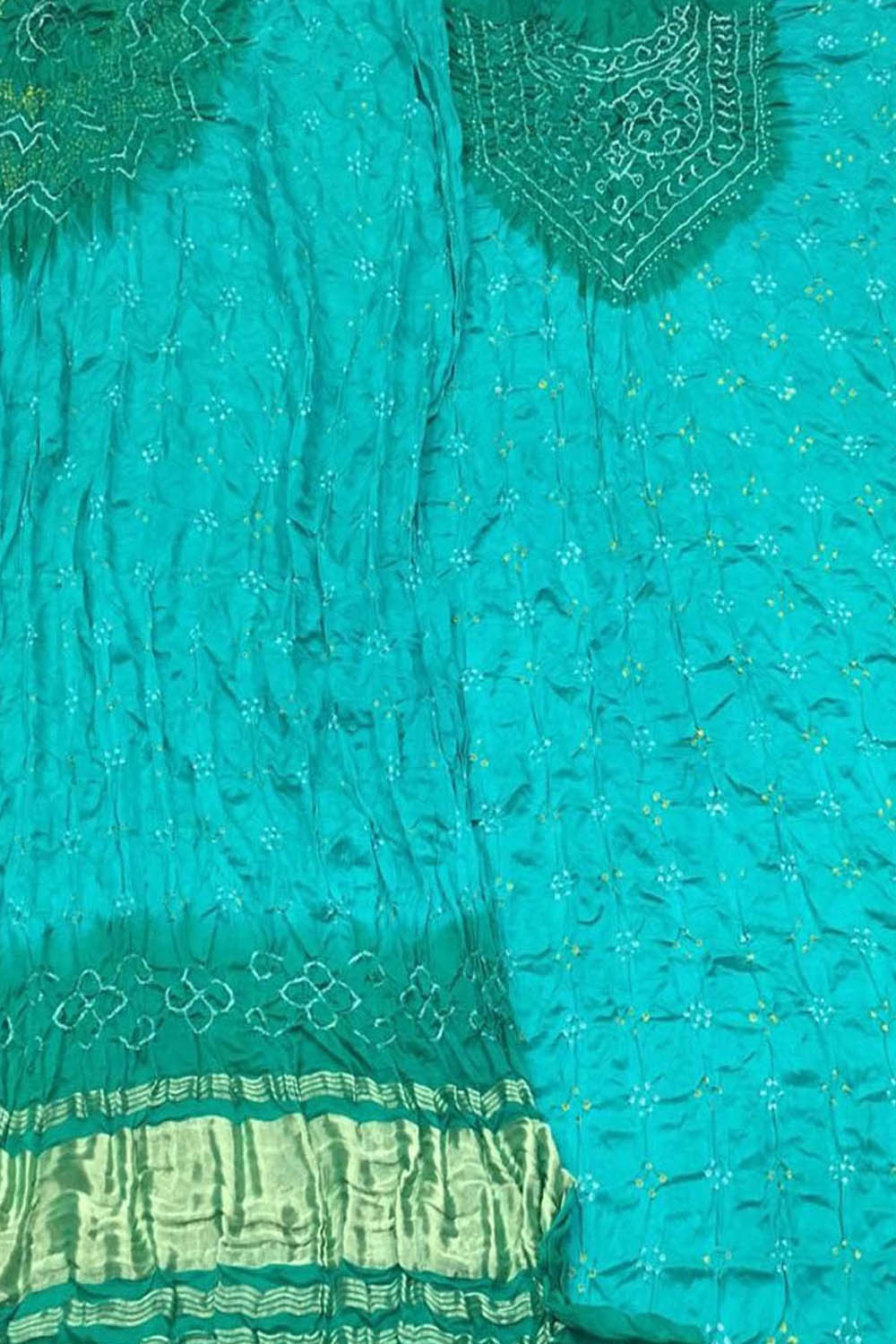 Blue & Green Bandhani Gajji Silk Suit Set - Luxurion World
