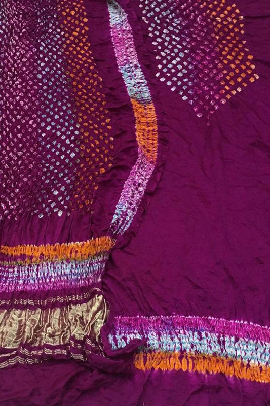 Stunning Purple Bandhani Gajji Silk Suit Set - Luxurion World