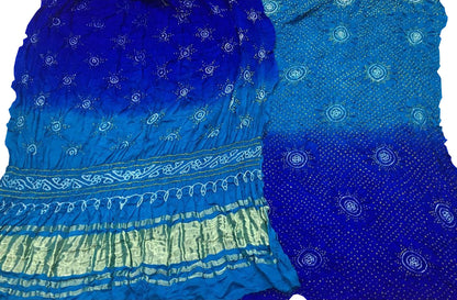 Blue Bandhani Gajji Silk Suit Set - Elegant and Luxurious - Luxurion World