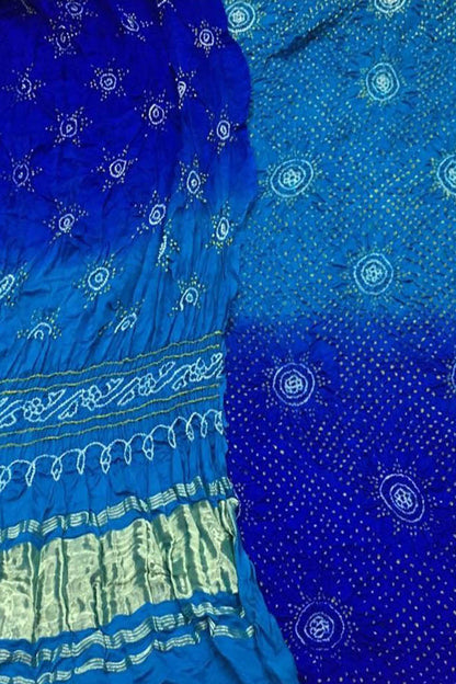 Blue Bandhani Gajji Silk Suit Set - Elegant and Luxurious - Luxurion World