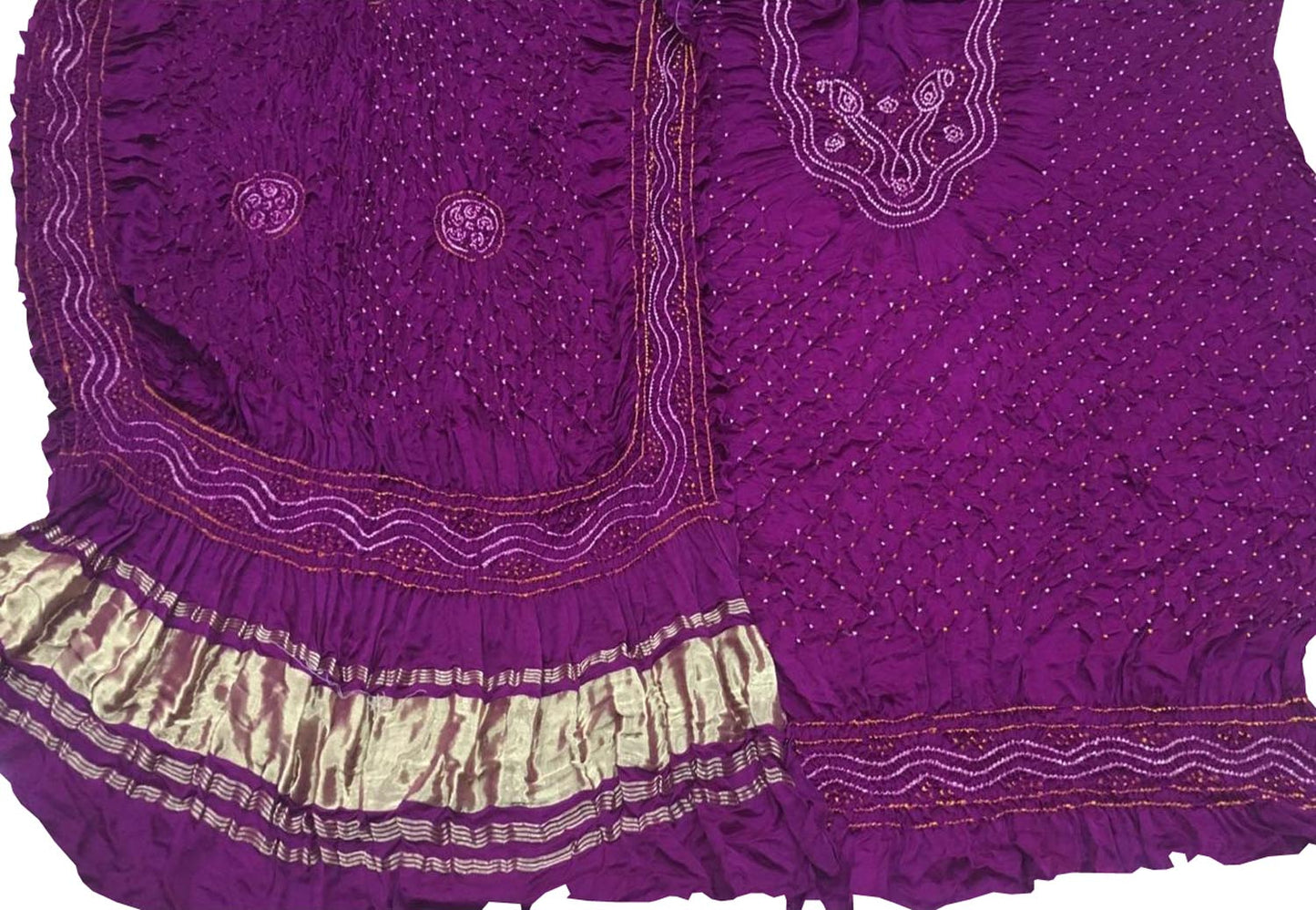 Stunning Purple Bandhani Gajji Silk Suit Set - Luxurion World