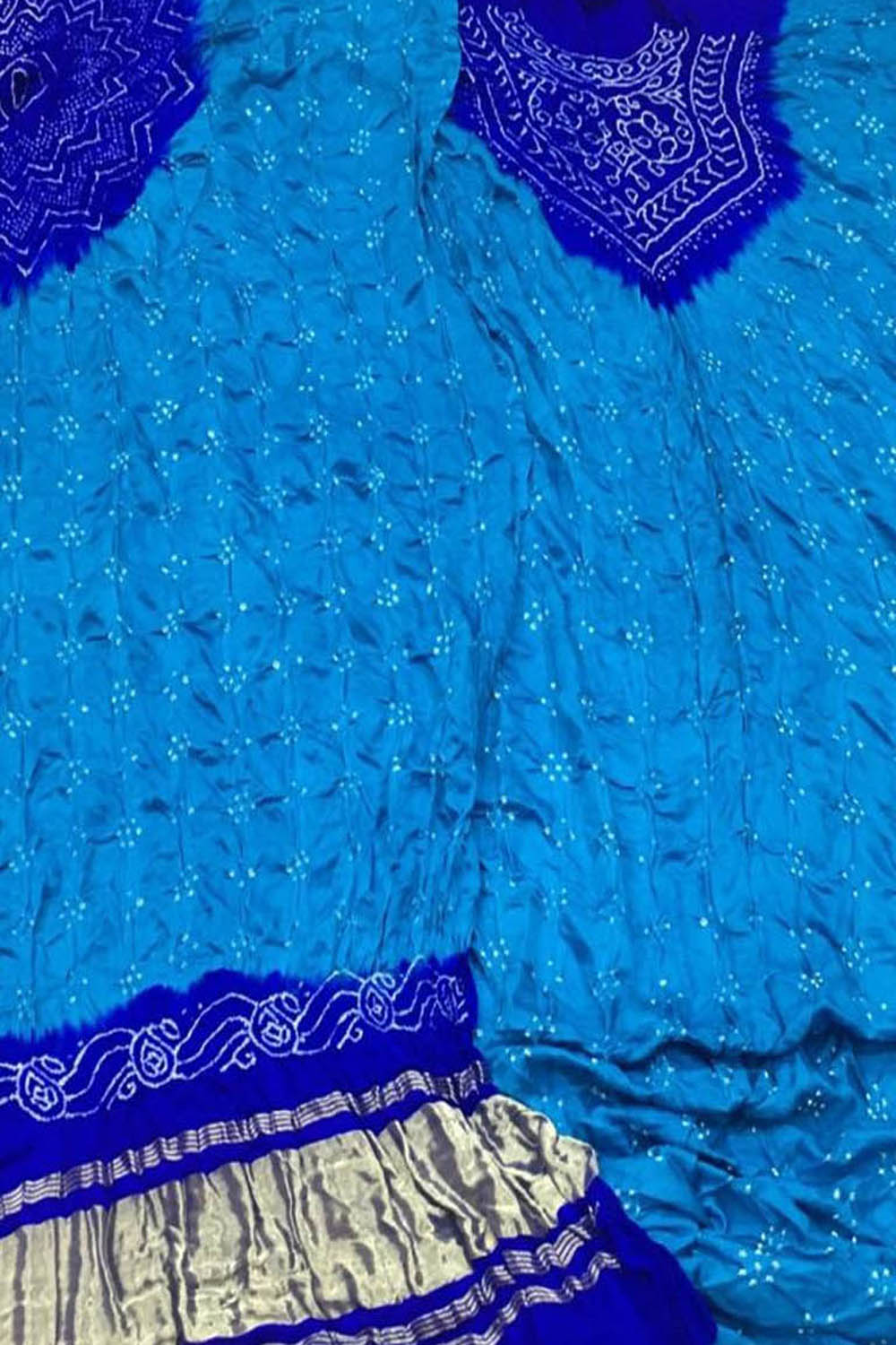 Blue Bandhani Gajji Silk Suit Set - Elegant and Luxurious - Luxurion World