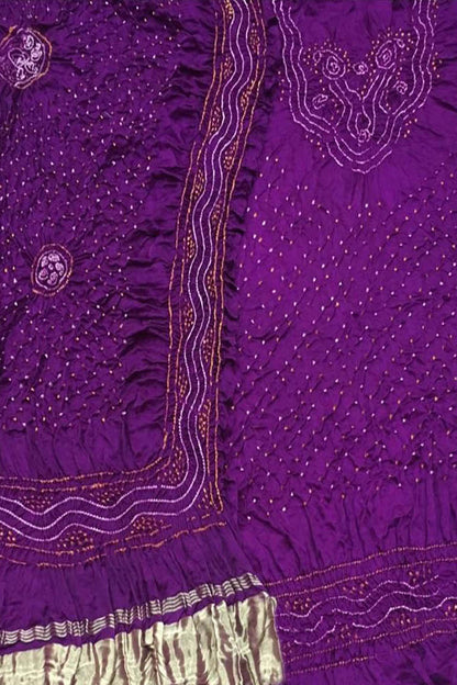 Stunning Purple Bandhani Gajji Silk Suit Set - Luxurion World
