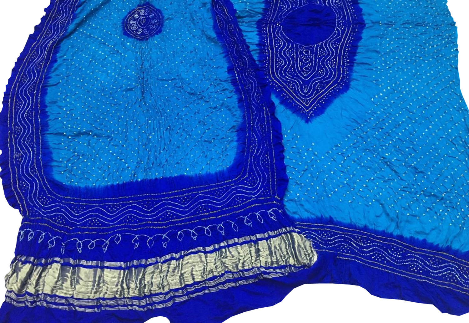 Blue Bandhani Gajji Silk Suit Set - Elegant and Luxurious - Luxurion World