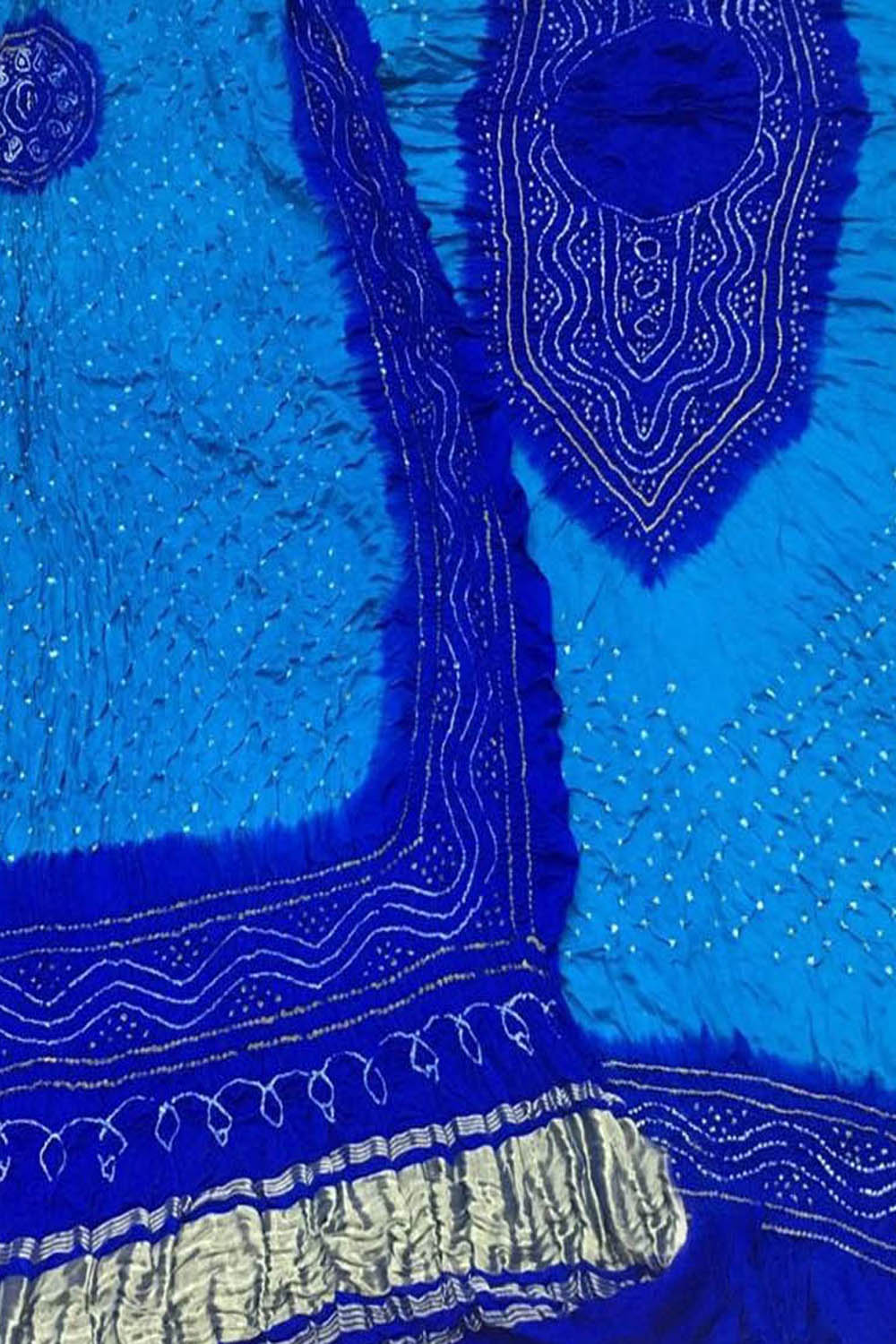 Blue Bandhani Gajji Silk Suit Set - Elegant and Luxurious - Luxurion World