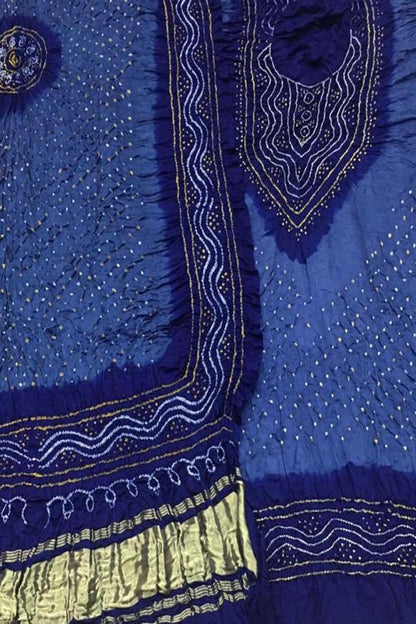 Blue Bandhani Gajji Silk Suit Set - Elegant and Luxurious - Luxurion World