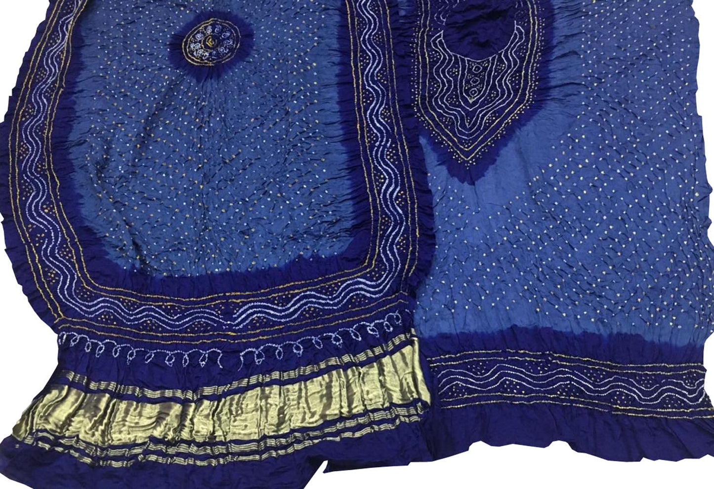 Blue Bandhani Gajji Silk Suit Set - Elegant and Luxurious - Luxurion World