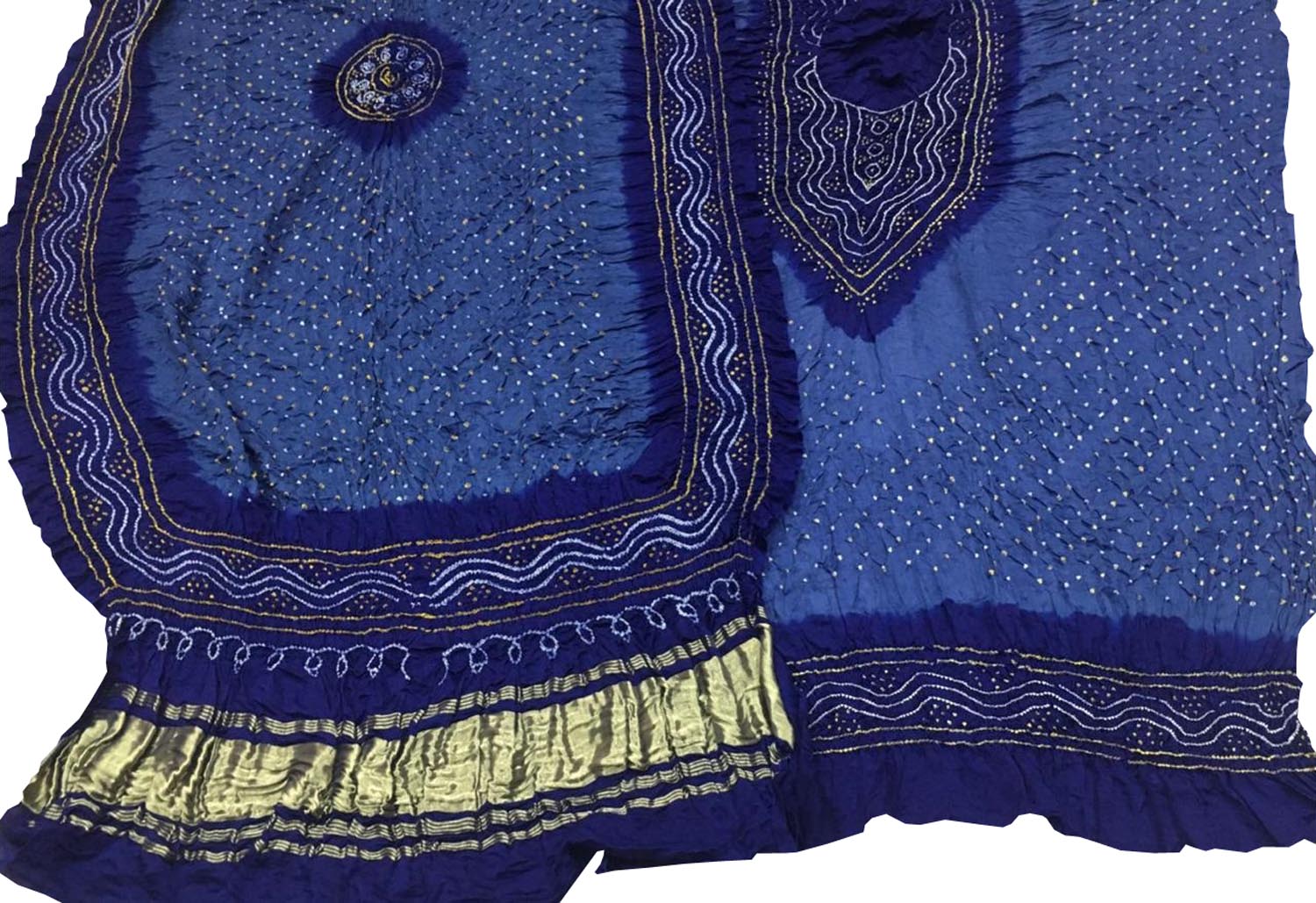 Blue Bandhani Gajji Silk Suit Set - Elegant and Luxurious - Luxurion World