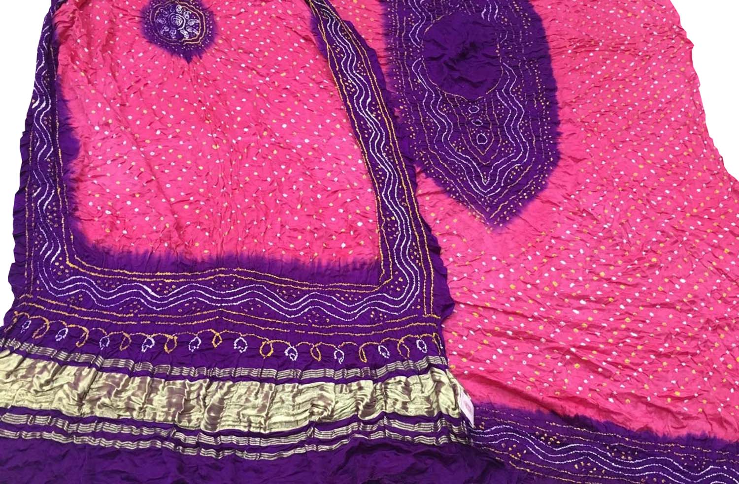 Stunning Pink & Purple Bandhani Gajji Silk Suit - Luxurion World