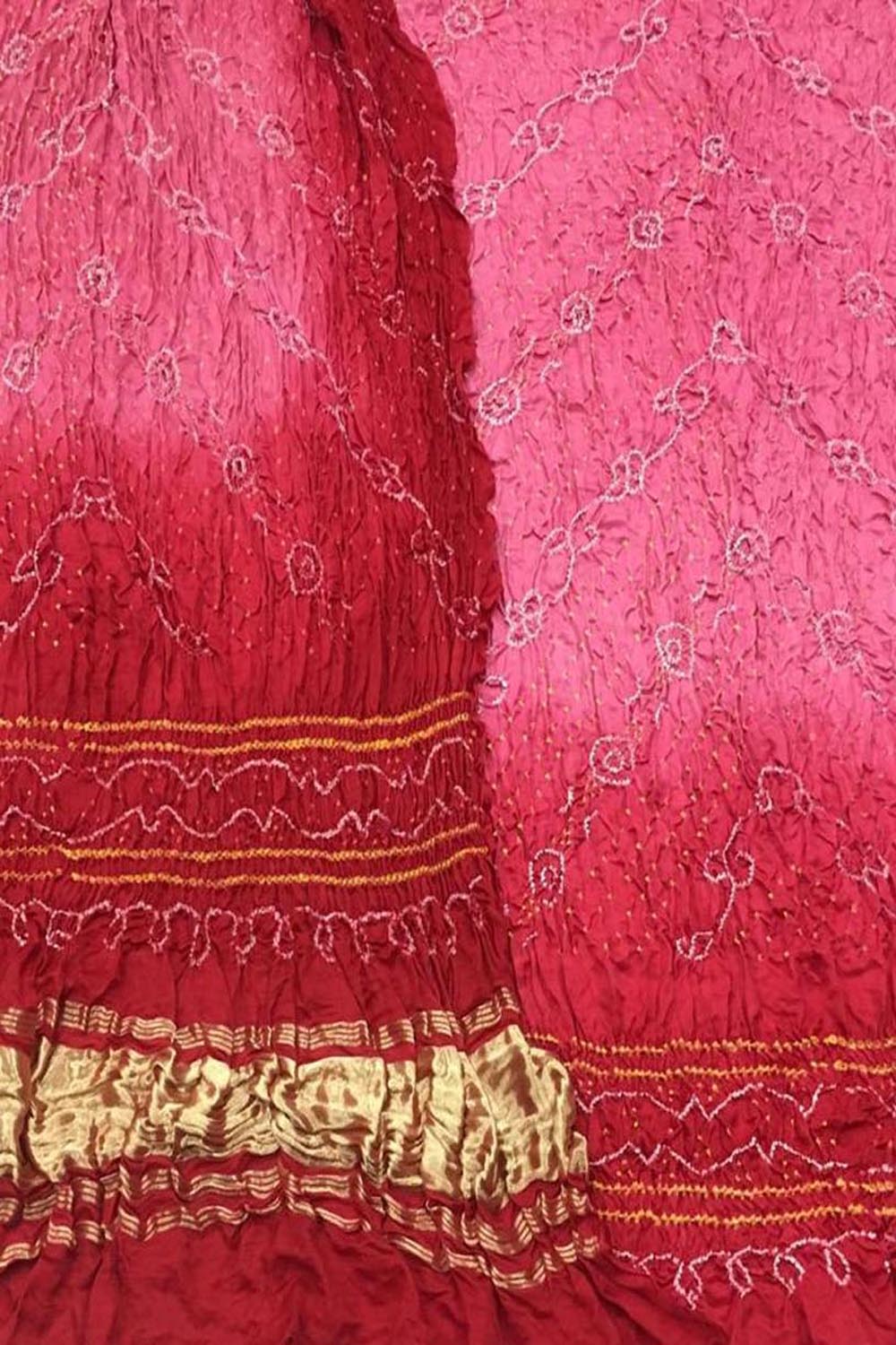 Vibrant Red & Pink Bandhani Gajji Silk Suit Set - Luxurion World