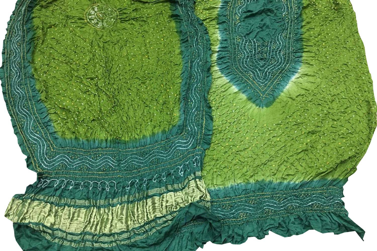 Stunning Green & Blue Bandhani Gajji Silk Suit - Luxurion World