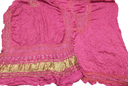 Stunning Pink Bandhani Gajji Silk Suit Set - Luxurion World
