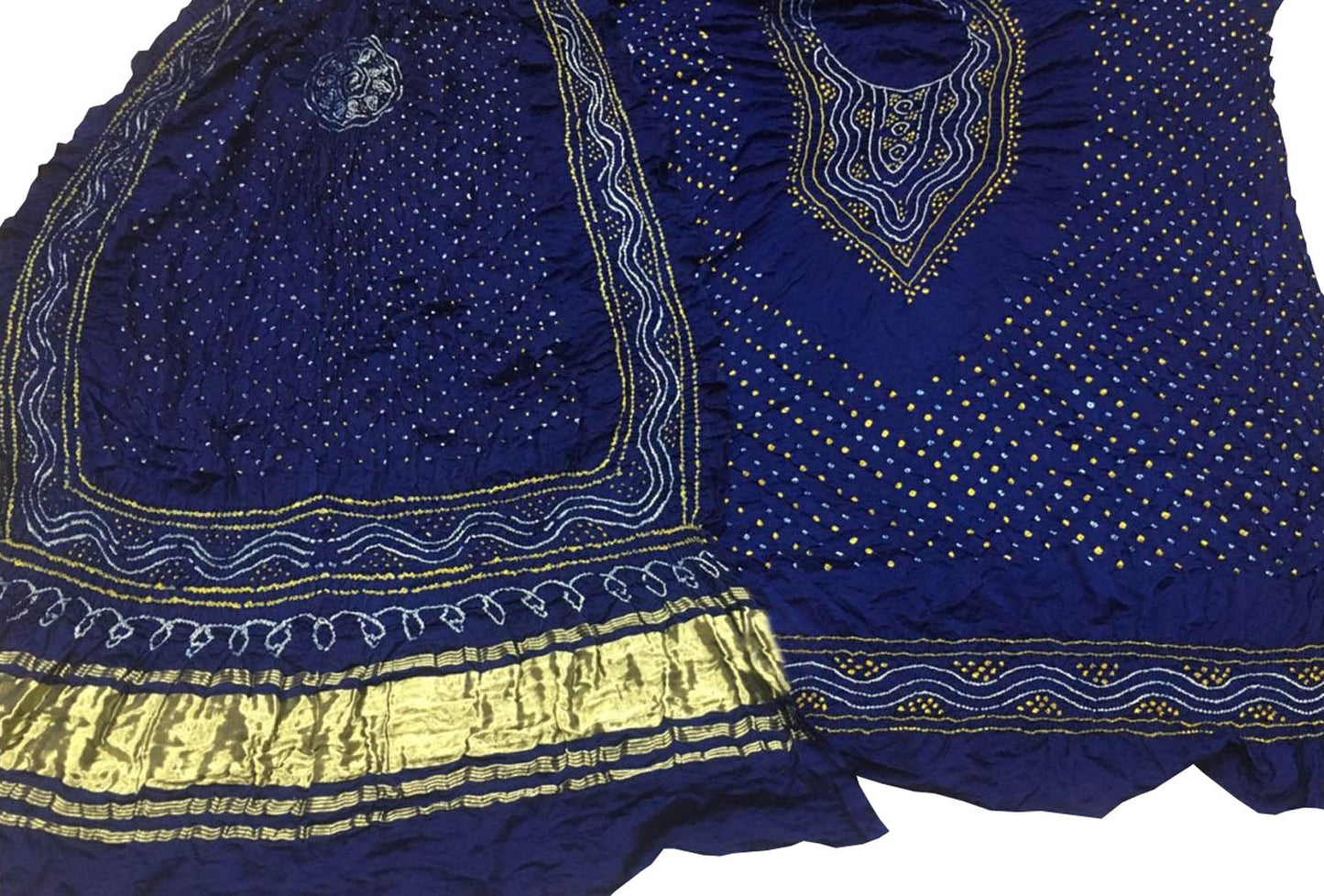 Blue Bandhani Gajji Silk Suit Set - Elegant and Luxurious - Luxurion World