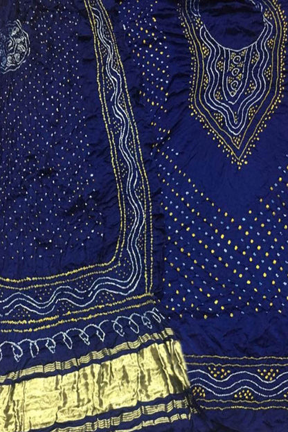 Blue Bandhani Gajji Silk Suit Set - Elegant and Luxurious - Luxurion World