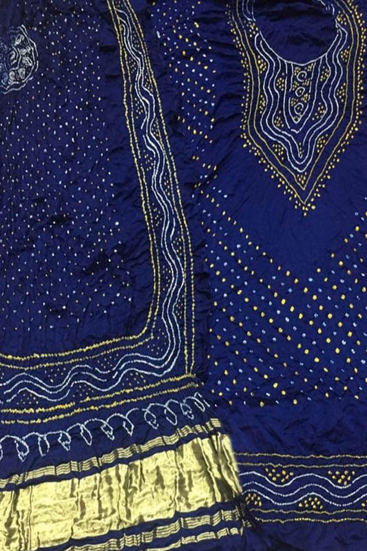 Blue Bandhani Gajji Silk Suit Set - Elegant and Luxurious - Luxurion World