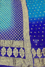 Blue Bandhani Georgette Suit Set - Three Piece Unstitch - Luxurion World