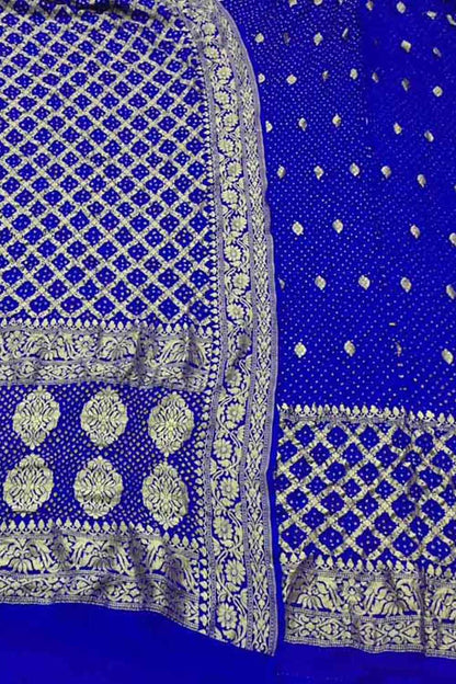 Blue Bandhani Georgette Suit Set - Luxurion World