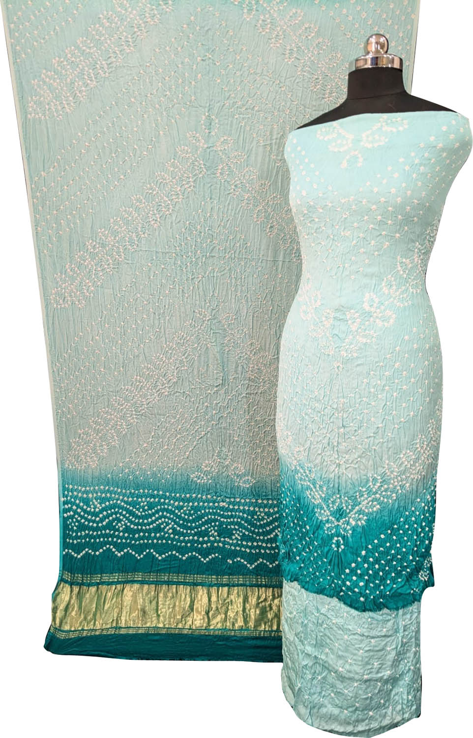 Blue Bandhani Modal Silk Suit Set - Luxurion World