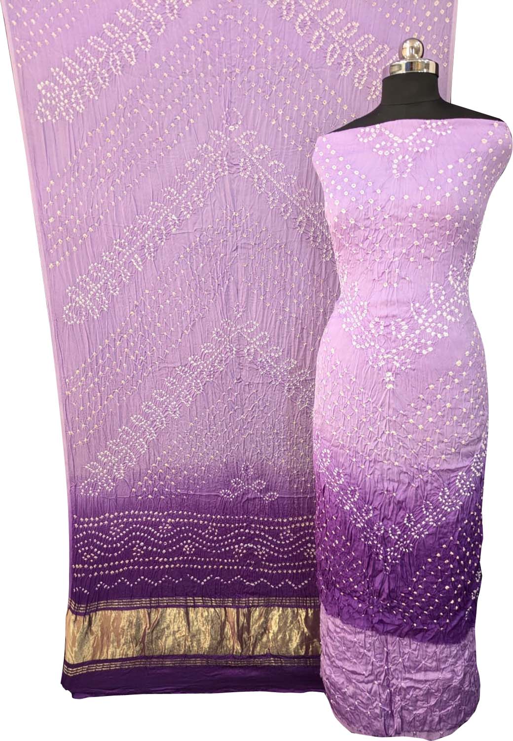 Stunning Purple Bandhani Modal Silk Suit Set - Luxurion World